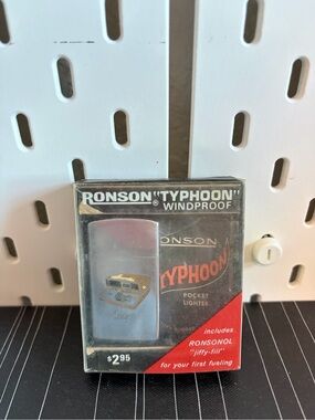 Vintage Ronson Typhoon Windproof Pocket Lighter Original Box No. 11302